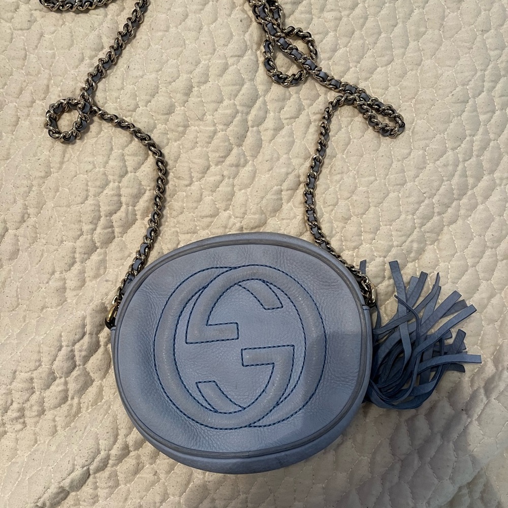 Gucci purse- blue. Suede leather-barely used some slight stains